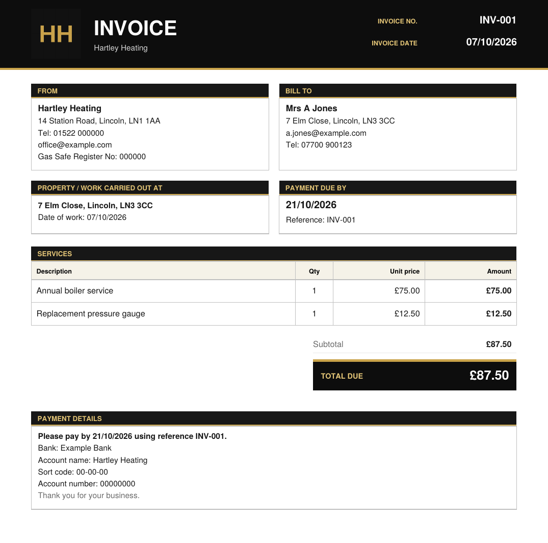 An invoice PDF